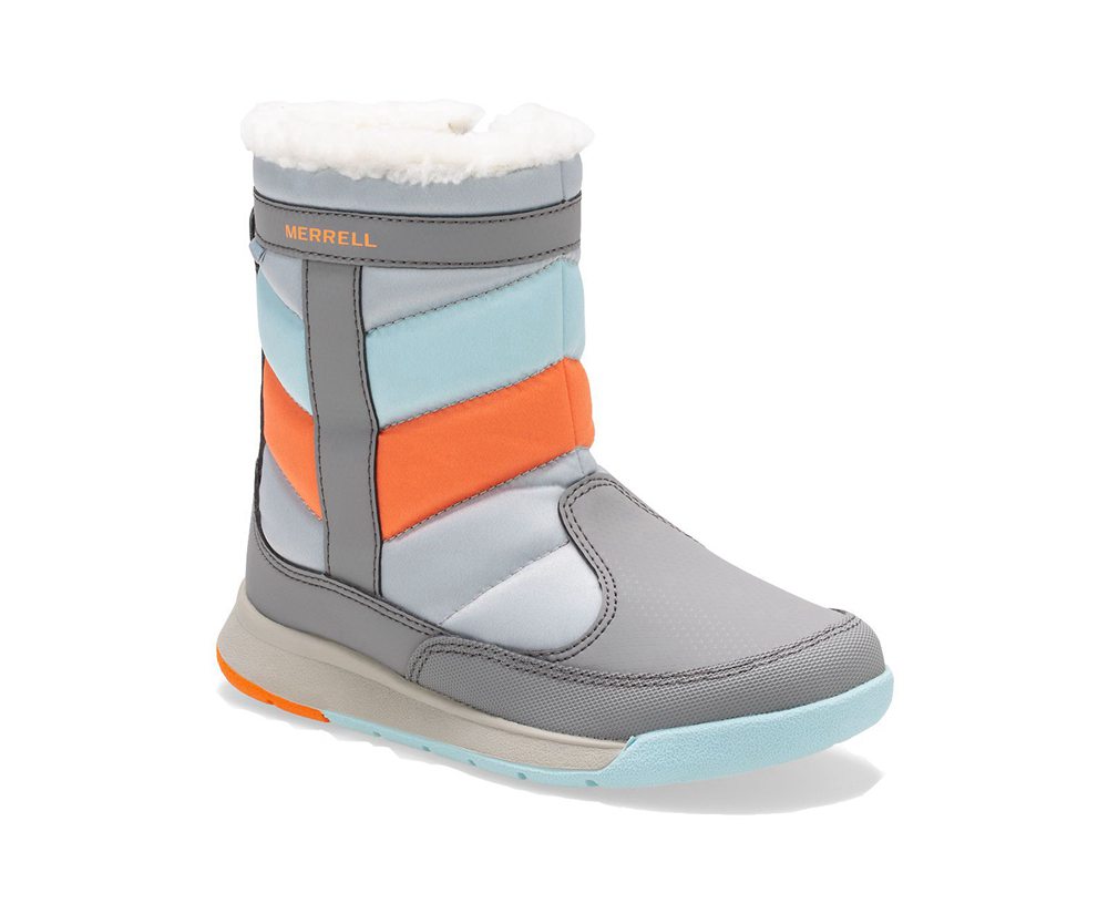 Merrell Boots Grey/Silver/Turquoise - Alpine Puffer Waterproof - Kids 01ZELVNOP